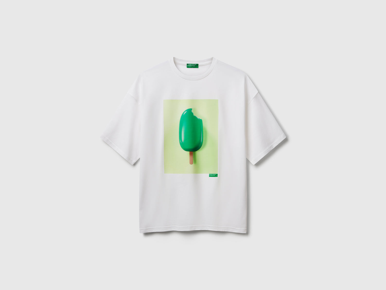 Maglietta con stampa gelato 100% cotone da uomo bianco | Benetton Outlet