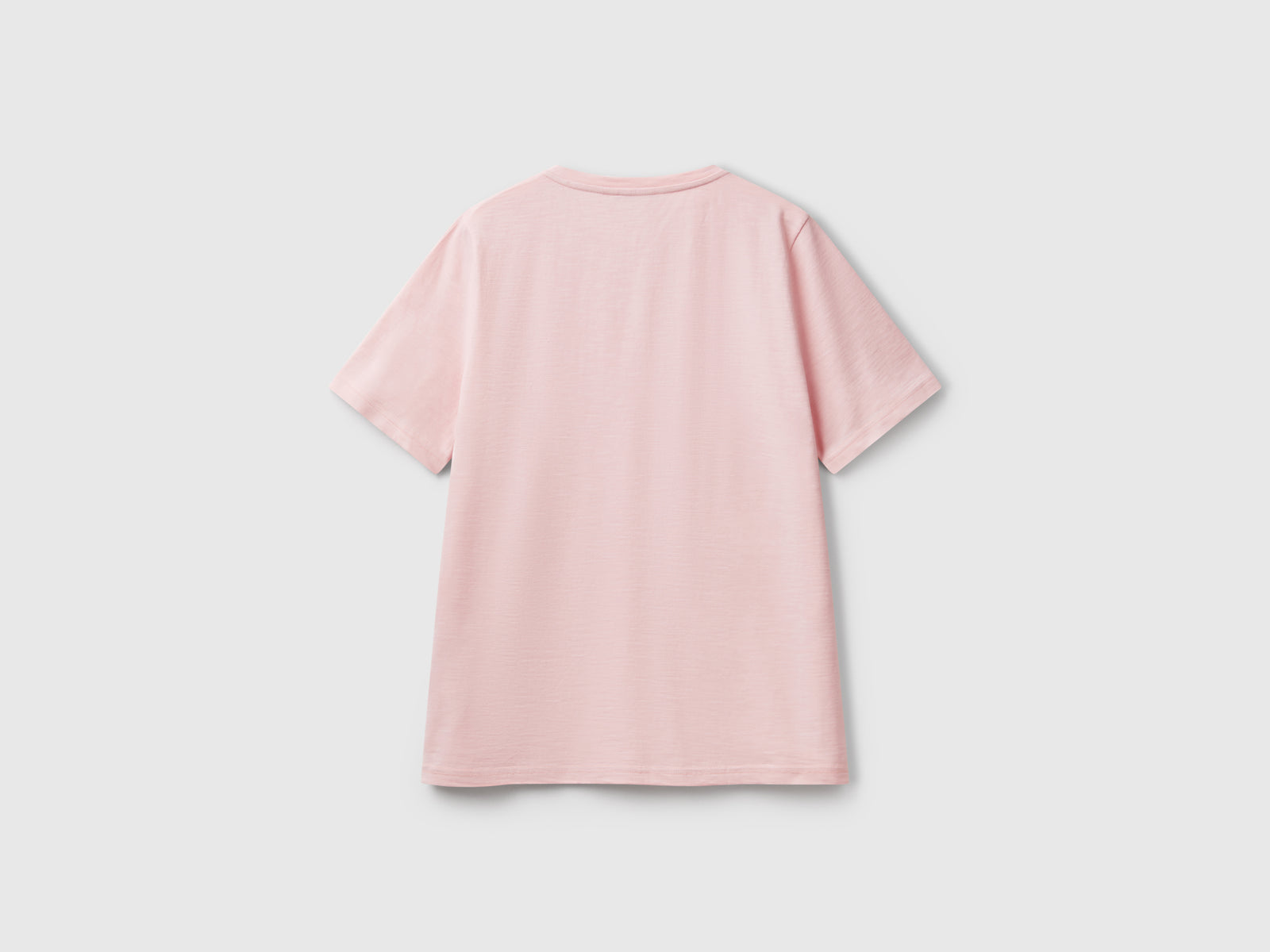 T-shirt girocollo in cotone fiammato da donna rosa tenue 2 | Benetton Outlet