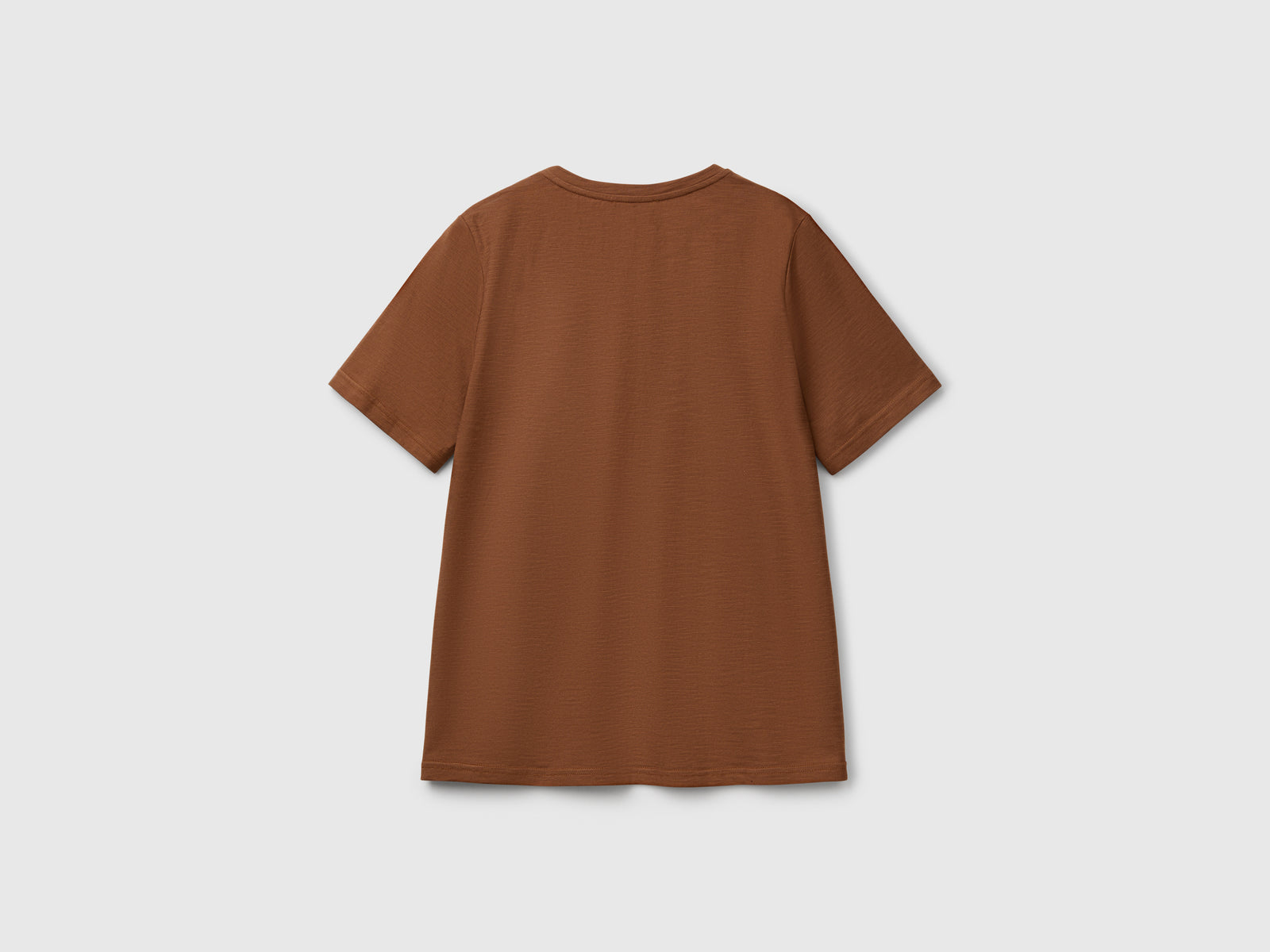 T-shirt girocollo in cotone fiammato da donna marrone 2 | Benetton Outlet