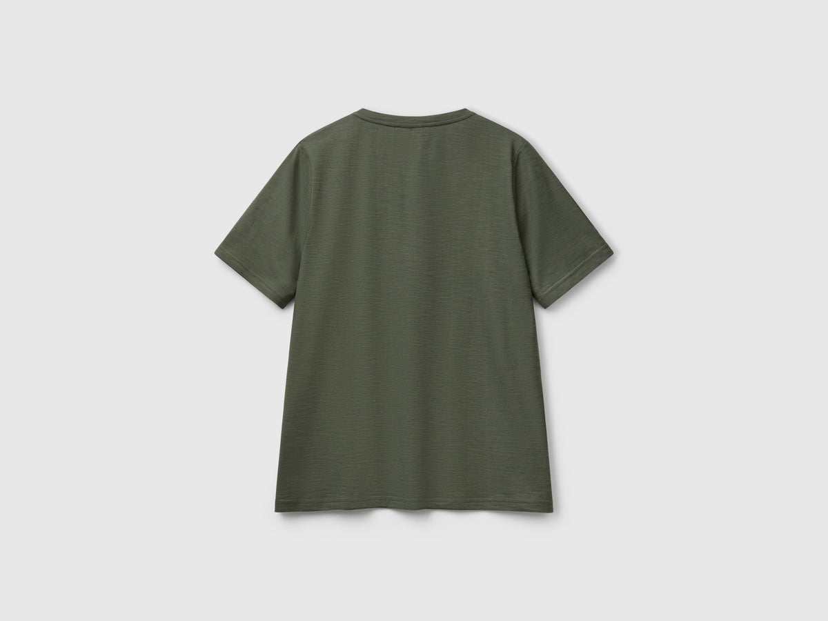 T-shirt girocollo in cotone fiammato