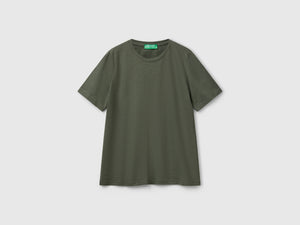 T-shirt girocollo in cotone fiammato