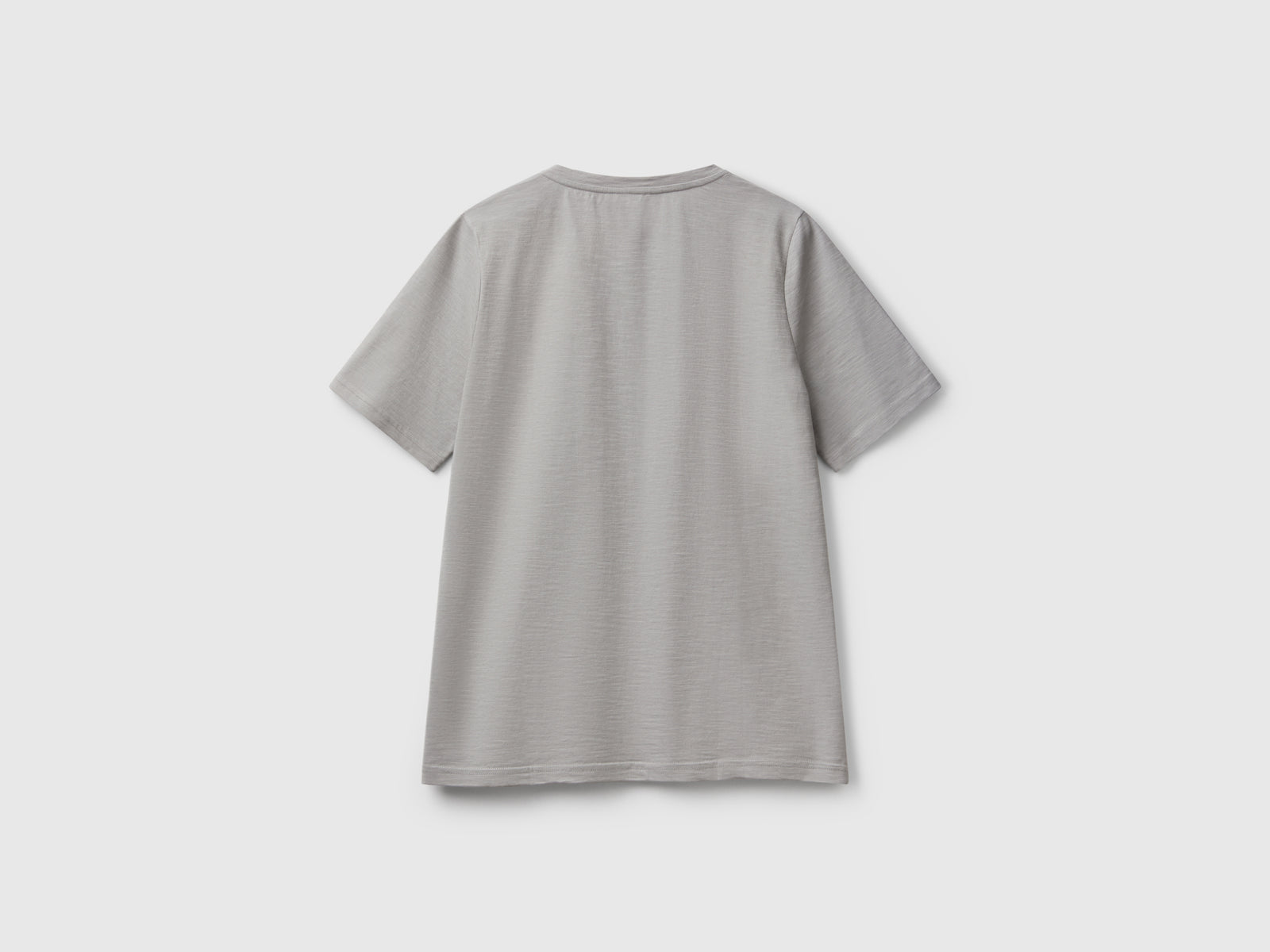 T-shirt girocollo in cotone fiammato da donna grigio 2 | Benetton Outlet