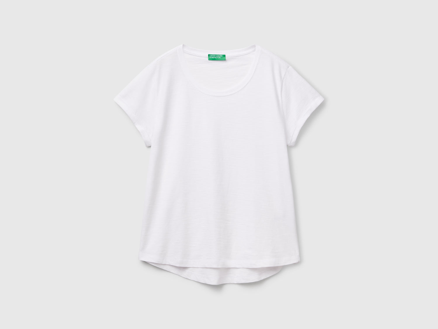 T-shirt manica corta in cotone leggero da donna bianco | Benetton Outlet