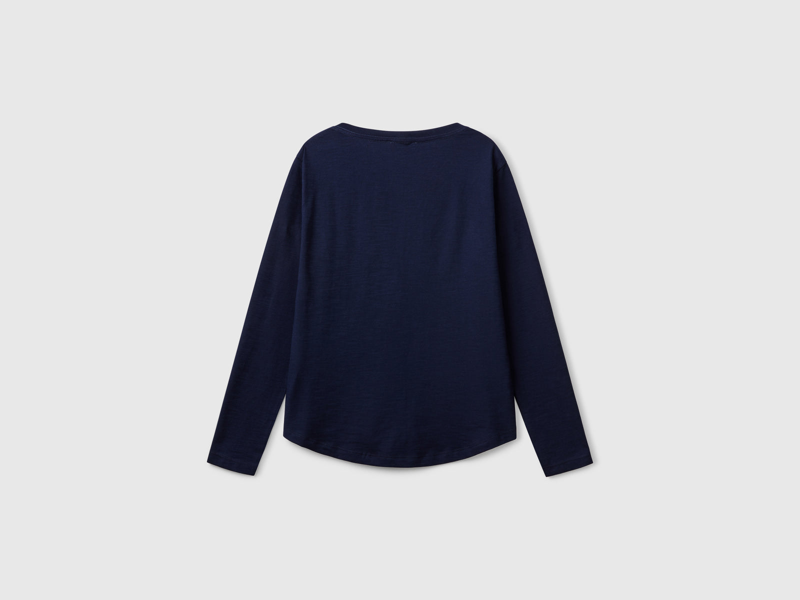 T-shirt manica lunga in cotone leggero da donna blu scuro 2 | Benetton Outlet