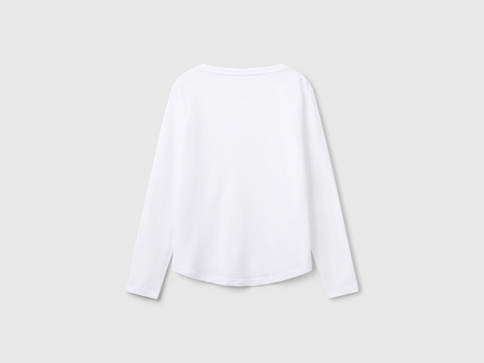 T-shirt manica lunga in cotone leggero da donna bianco 2 | Benetton Outlet