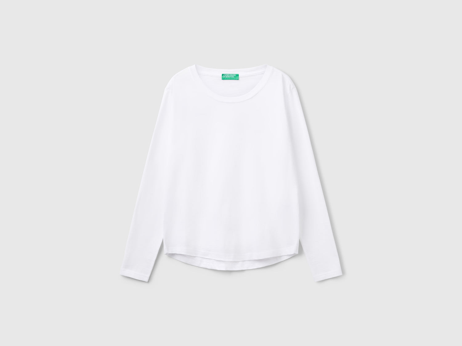 T-shirt manica lunga in cotone leggero da donna bianco | Benetton Outlet