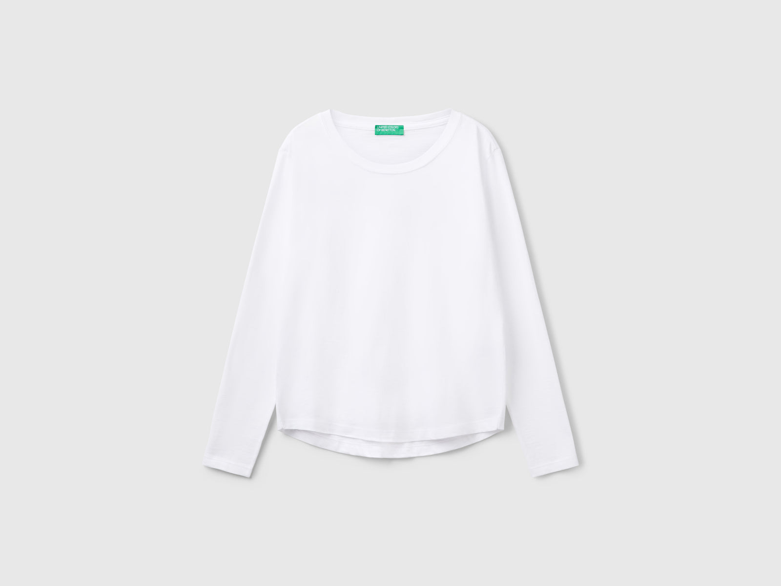 T-shirt manica lunga in cotone leggero da donna bianco | Benetton Outlet