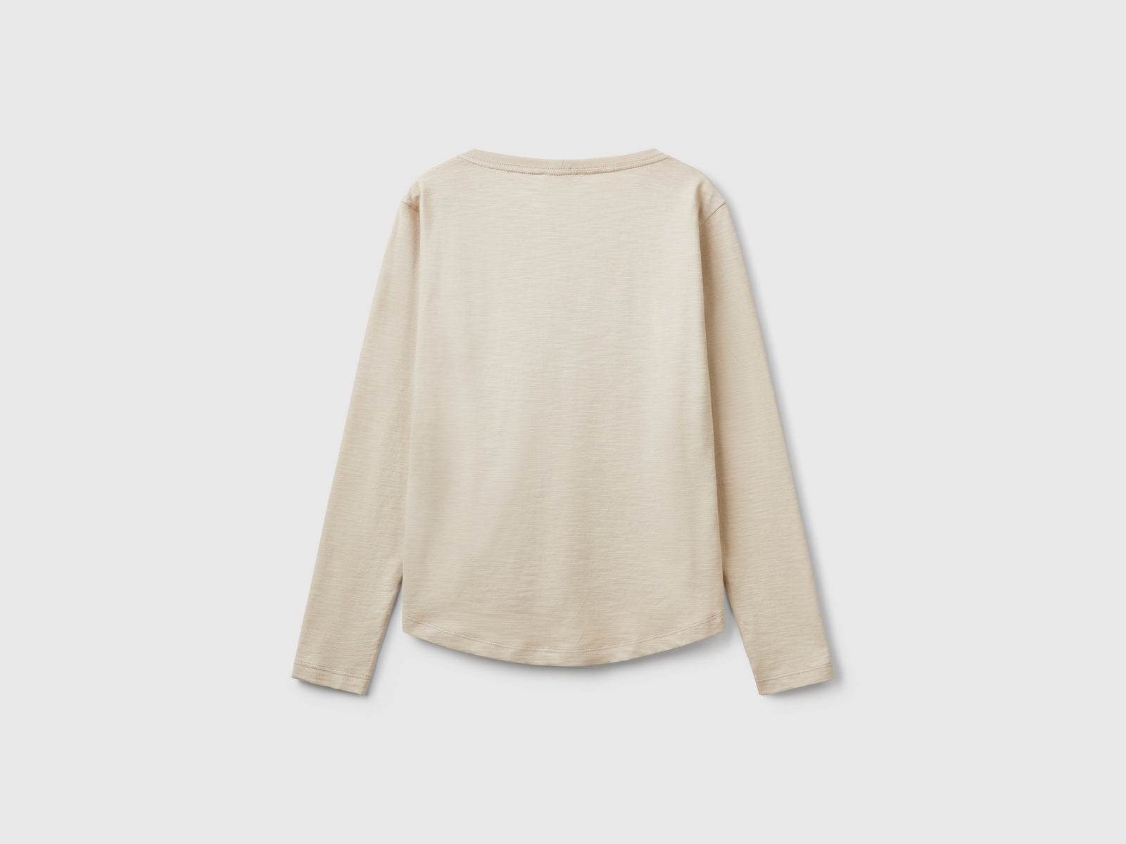 T-shirt manica lunga in cotone leggero da donna beige 2 | Benetton Outlet