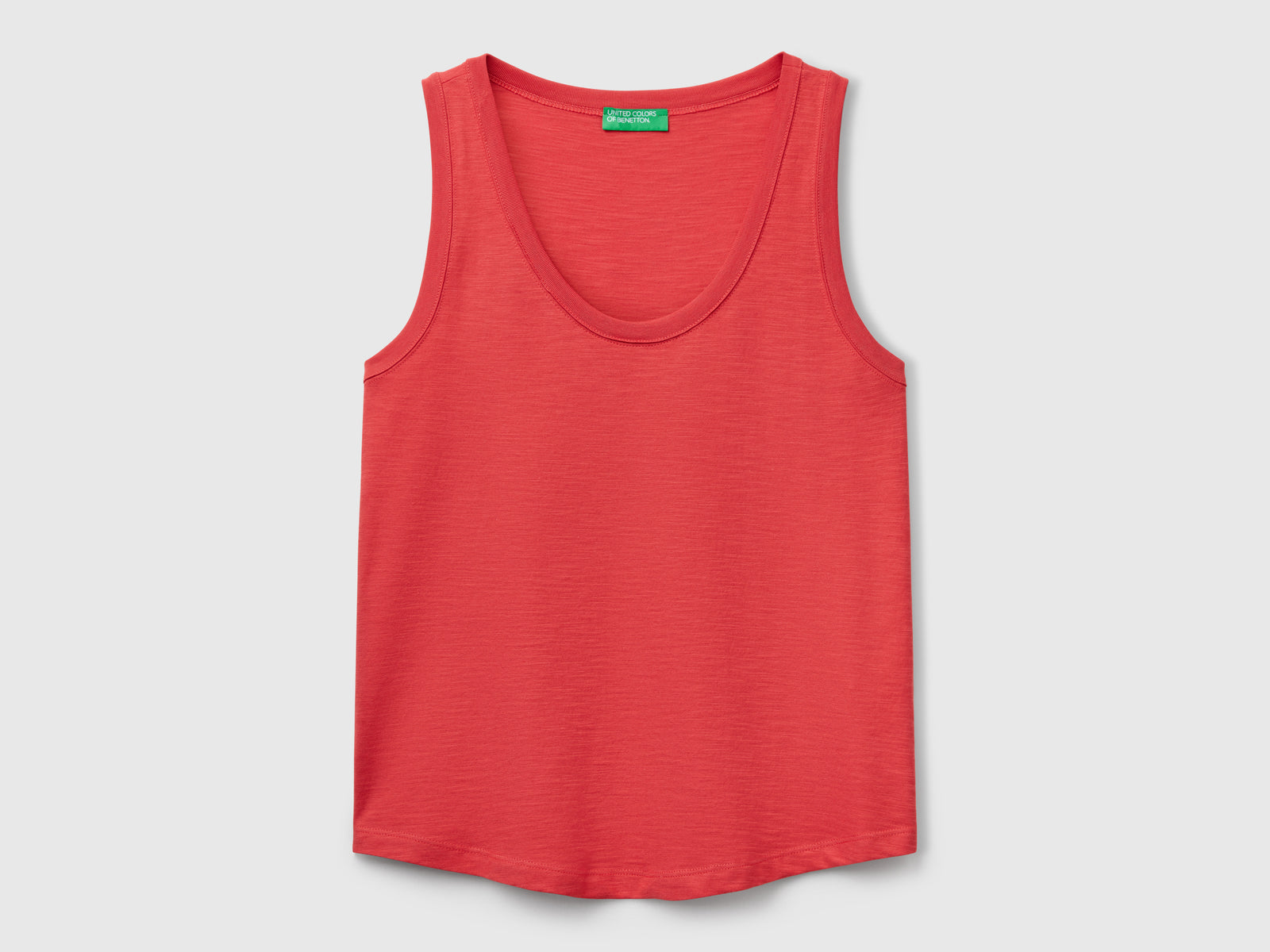 Canotta in cotone leggero da donna rosso mattone | Benetton Outlet