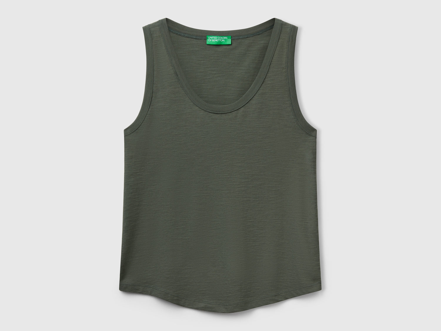 Canotta in cotone leggero da donna verde militare | Benetton Outlet