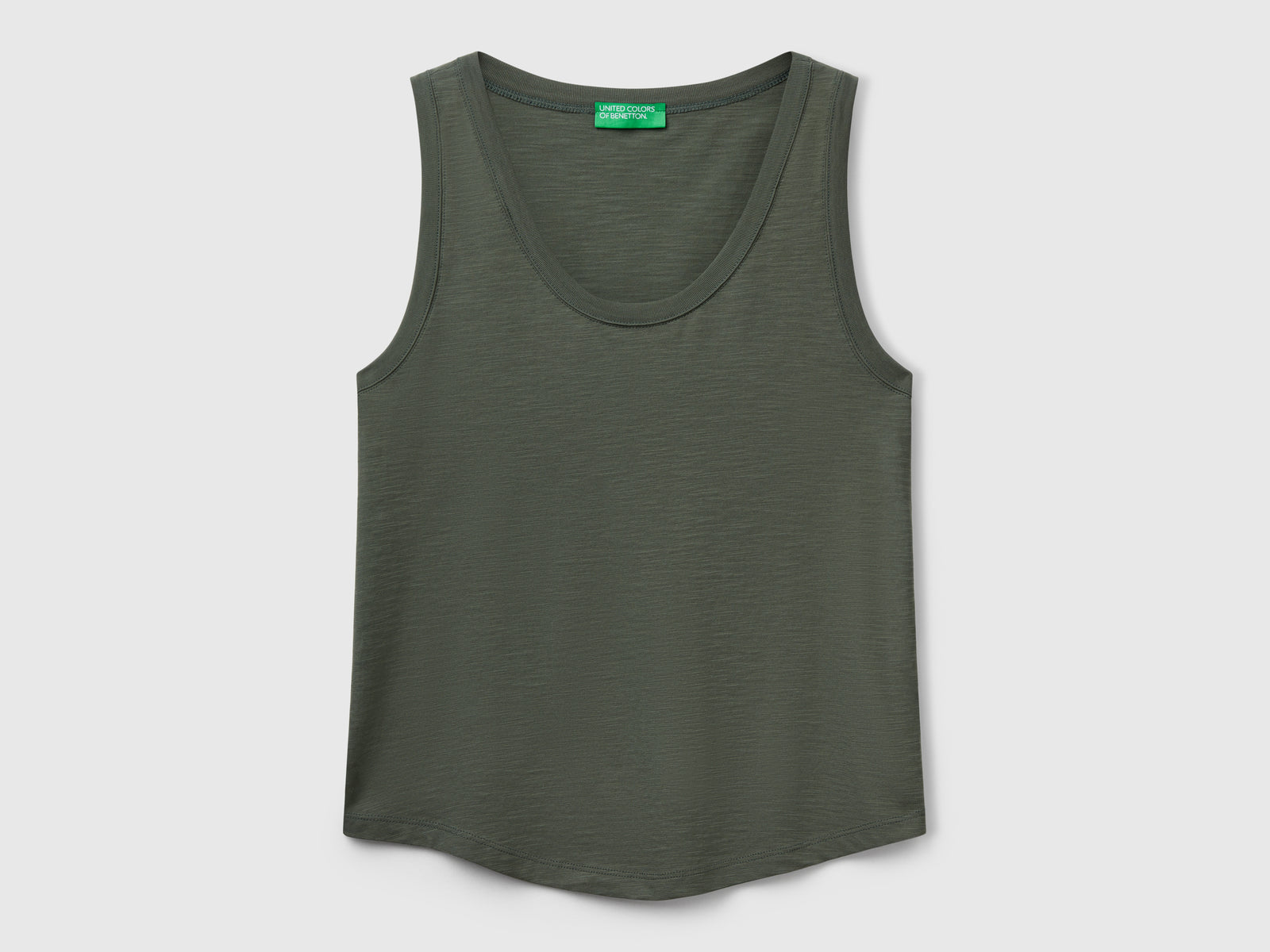Canotta in cotone leggero da donna verde militare | Benetton Outlet