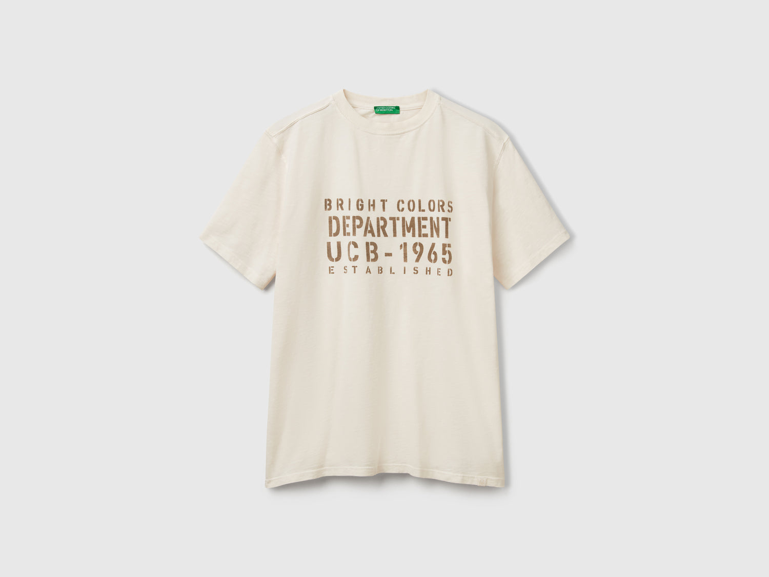 Maglietta con stampa da uomo bianco panna | Benetton Outlet