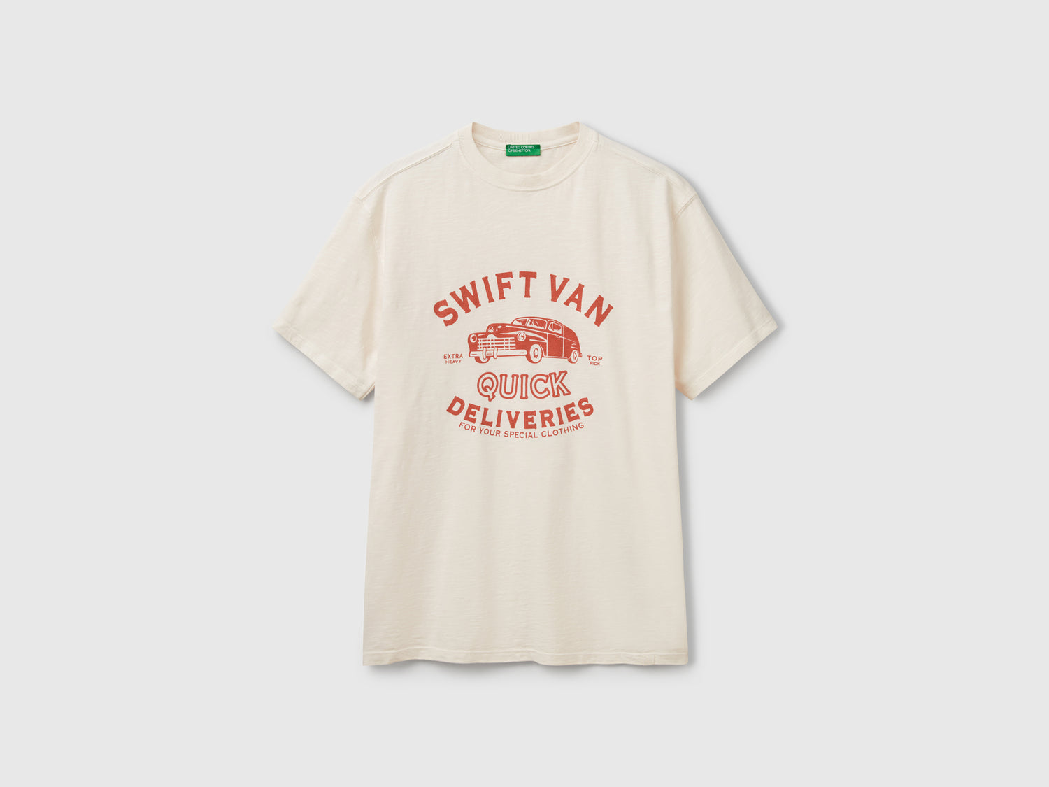 Maglietta con stampa da uomo bianco panna | Benetton Outlet