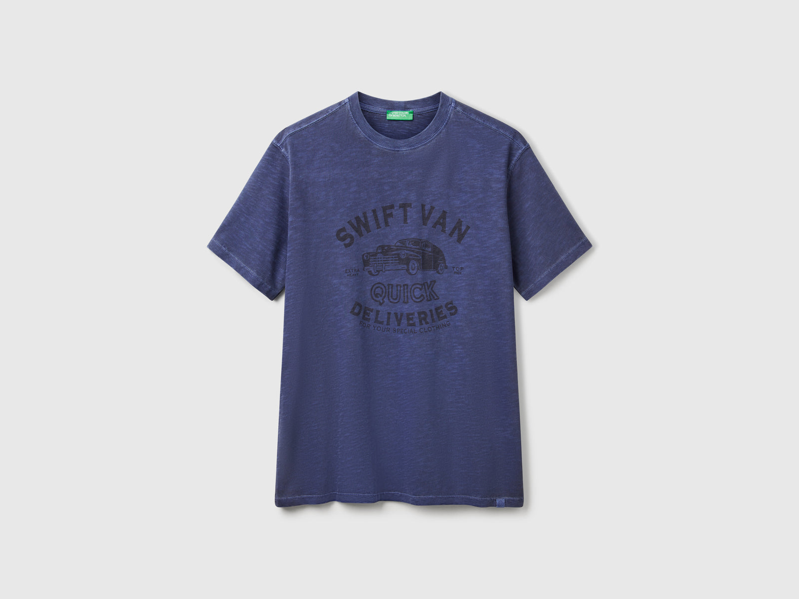 Maglietta con stampa da uomo blu | Benetton Outlet