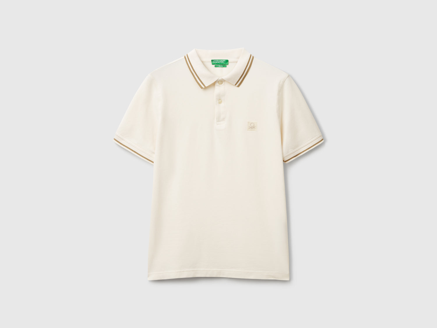 Polo slim fit panna da uomo bianco panna | Benetton Outlet