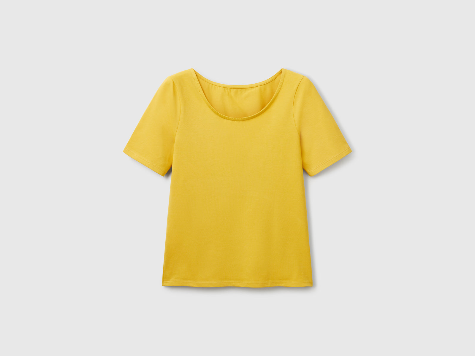 T-shirt slim fit reversibile da donna senape | Benetton Outlet