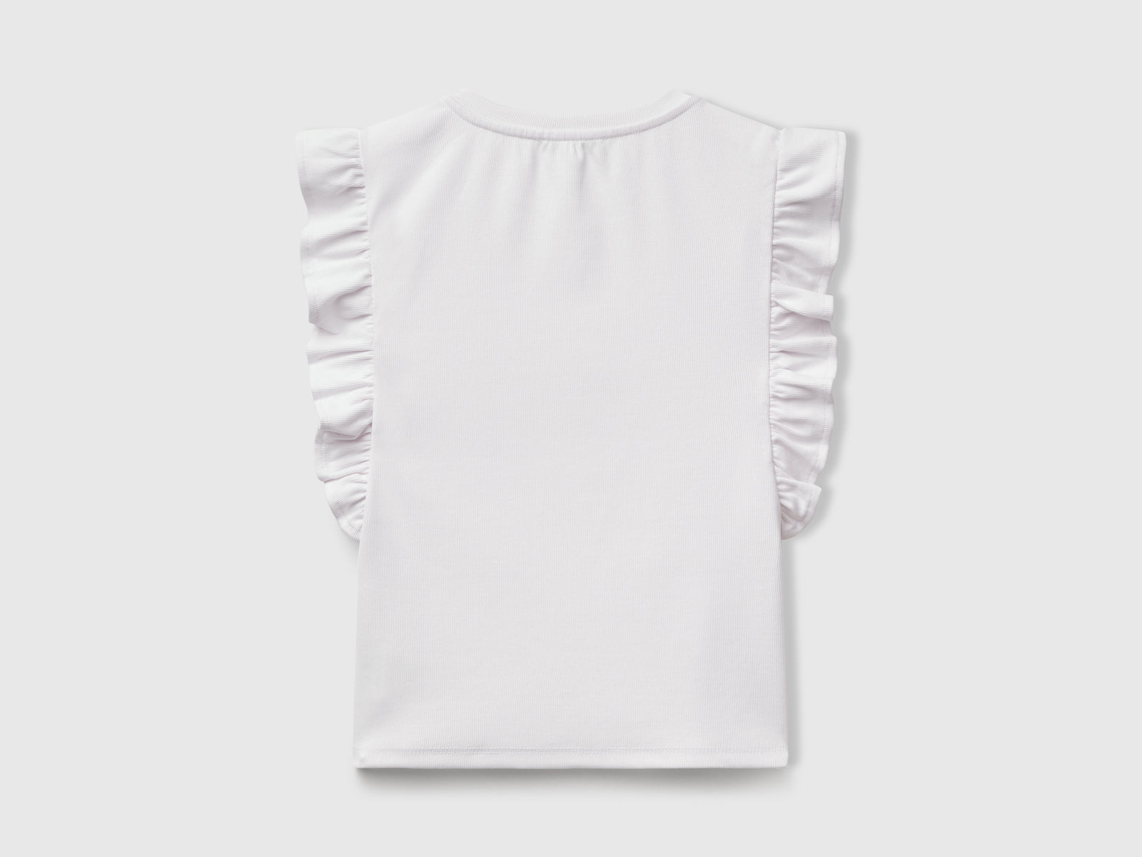 Slim fit t-shirt with ruffles da donna bianco 2 | Benetton Outlet