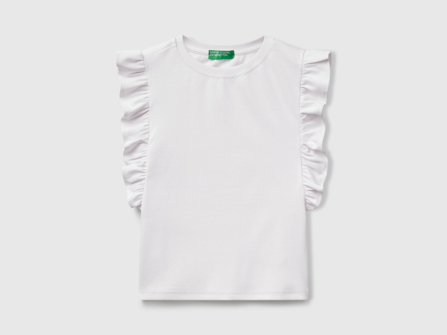 Maglietta slim fit con rouches da donna bianco | Benetton Outlet