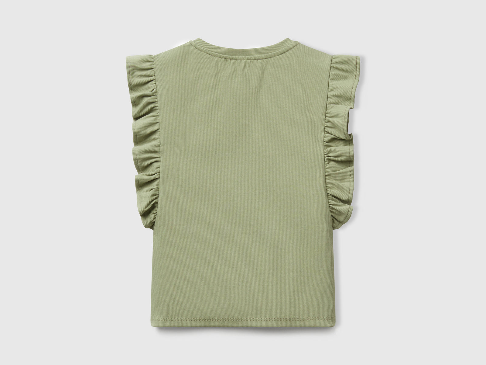 Maglietta slim fit con rouches da donna verde oliva 2 | Benetton Outlet