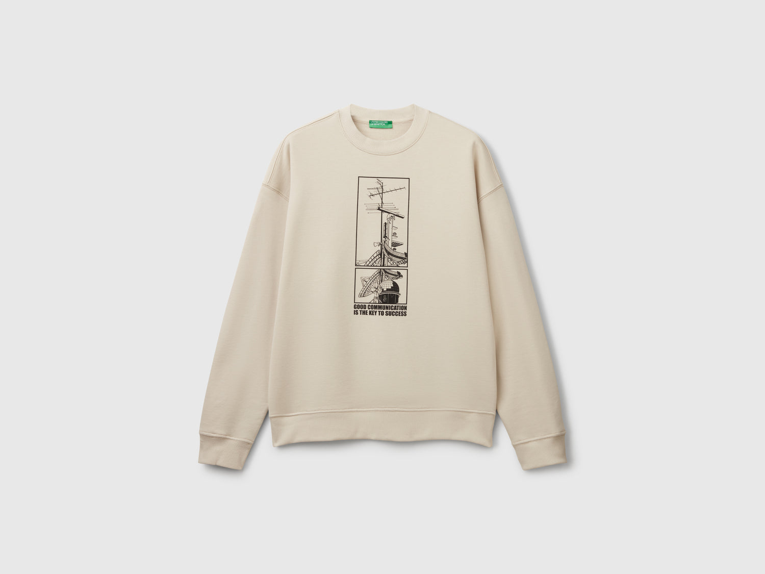 Felpa con stampa da uomo beige | Benetton Outlet