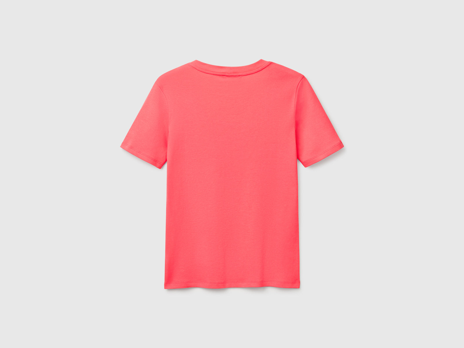 T-shirt manica corta in cotone a fibra lunga da donna fucsia 2 | Benetton Outlet