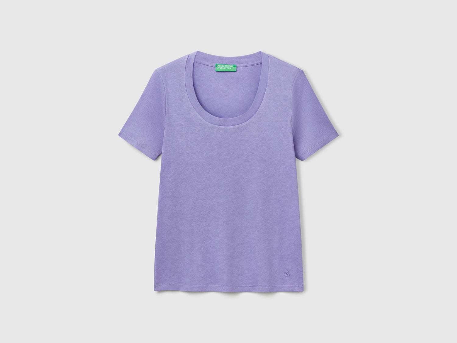 T-shirt manica corta in cotone a fibra lunga da donna pervinca | Benetton Outlet