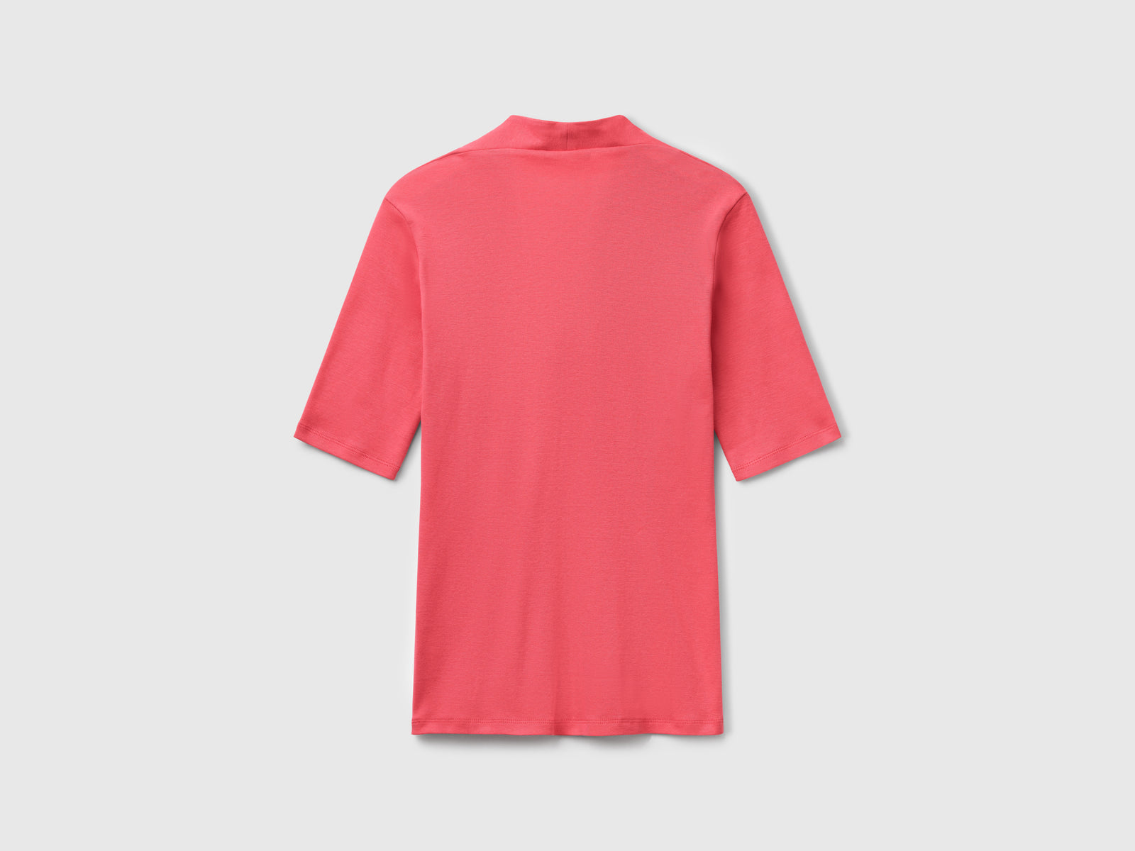 T-shirt slim fit in cotone a fibra lunga da donna fucsia 2 | Benetton Outlet