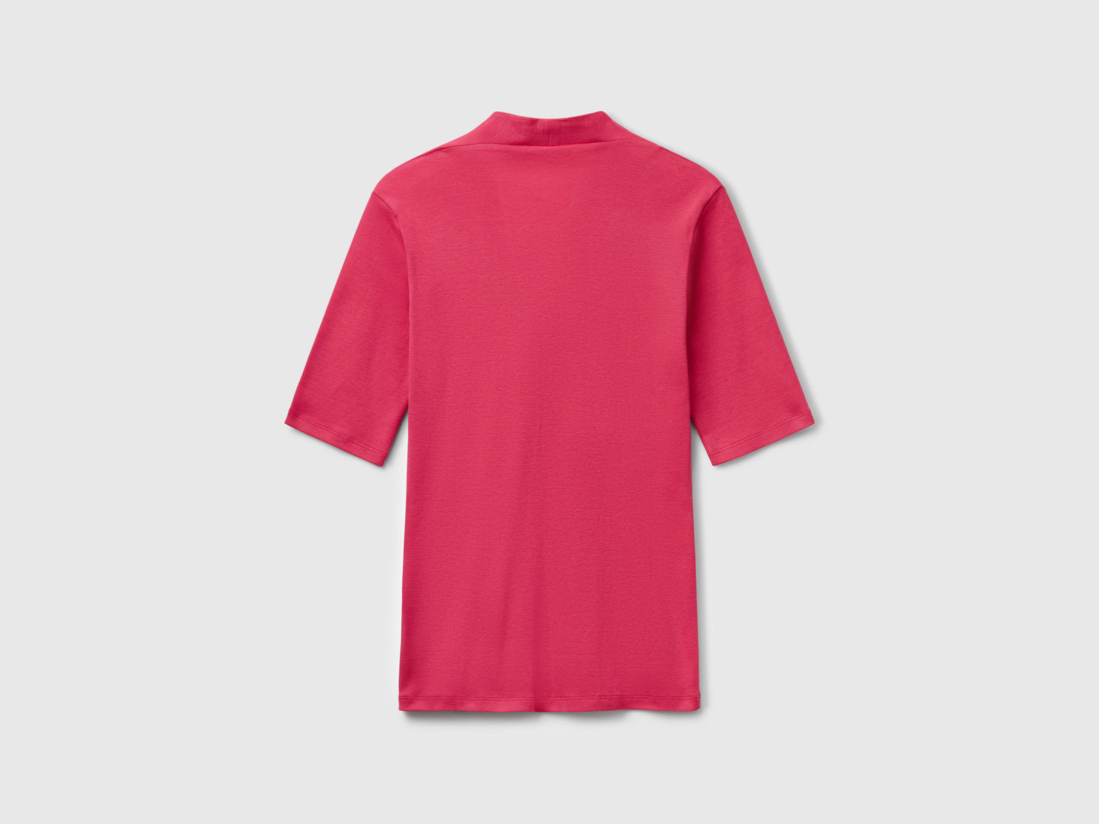 T-shirt slim fit in cotone a fibra lunga da donna fragola 2 | Benetton Outlet