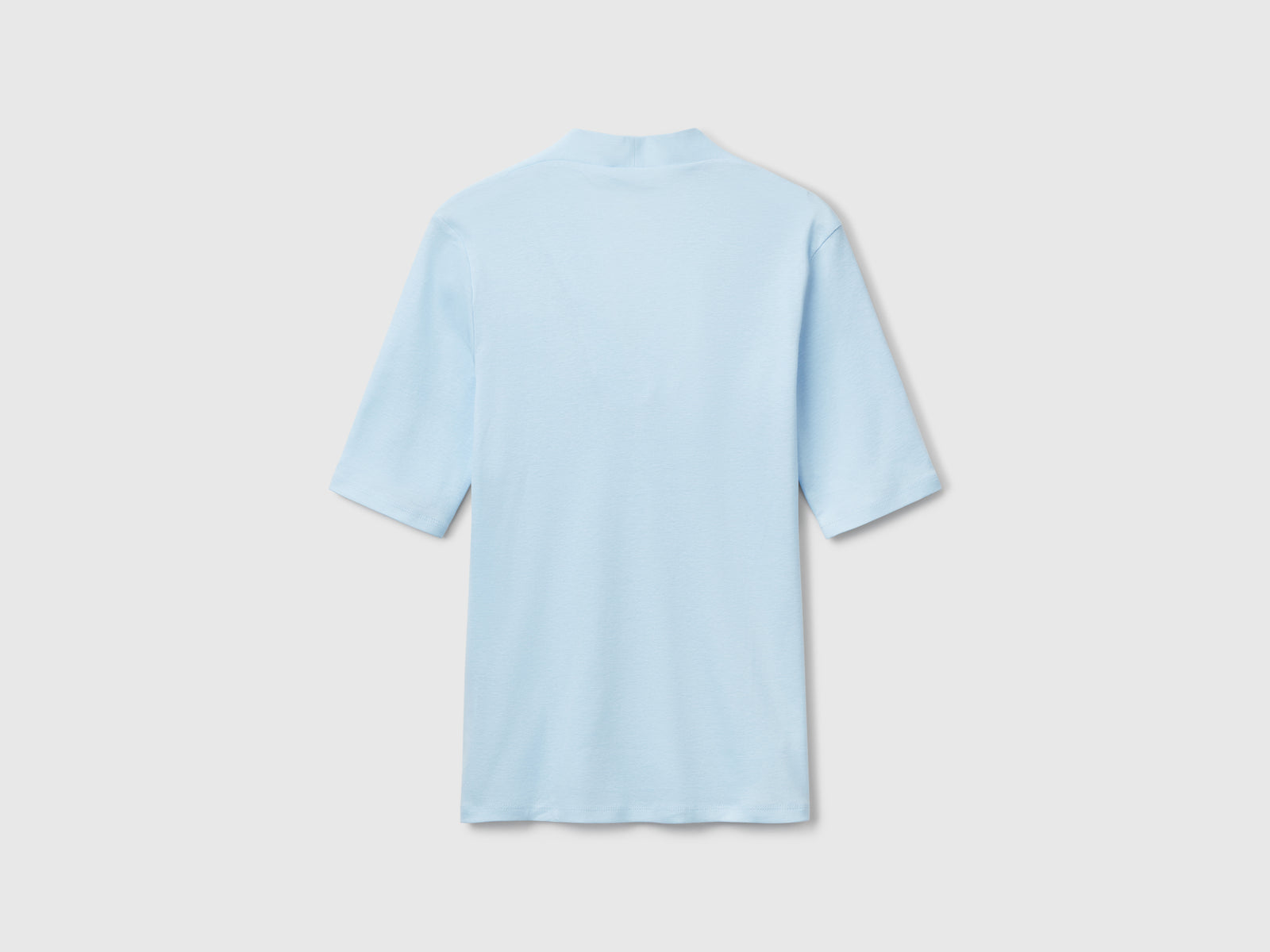T-shirt slim fit in cotone a fibra lunga da donna celeste 2 | Benetton Outlet