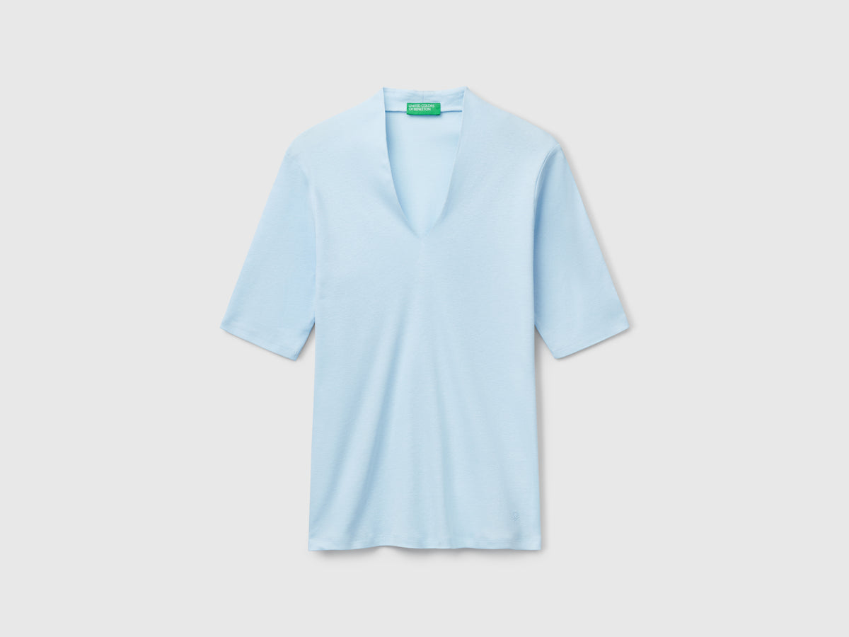 T-shirt slim fit in cotone a fibra lunga