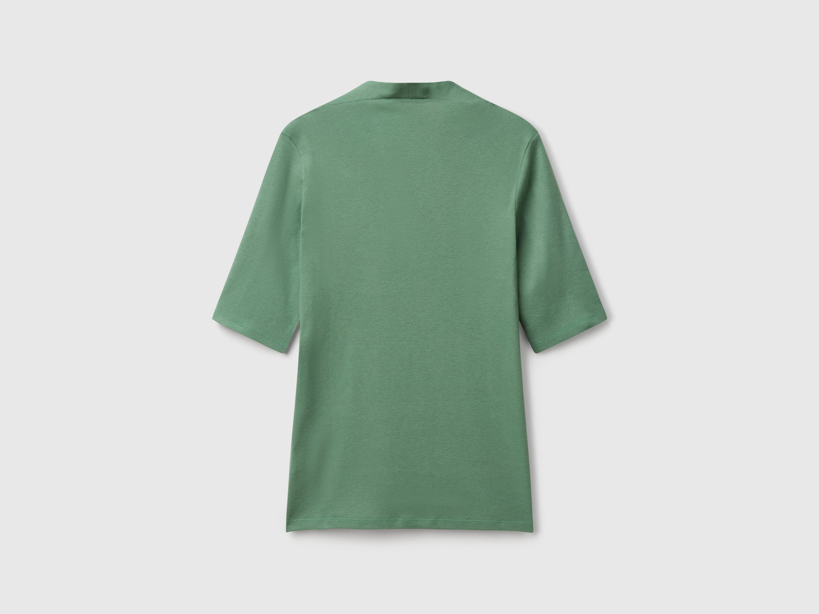 T-shirt slim fit in cotone a fibra lunga da donna verde 2 | Benetton Outlet