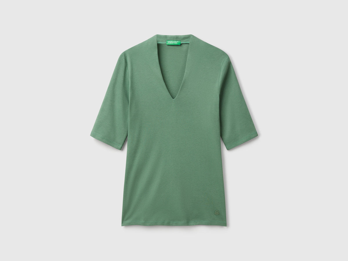 T-shirt slim fit in cotone a fibra lunga
