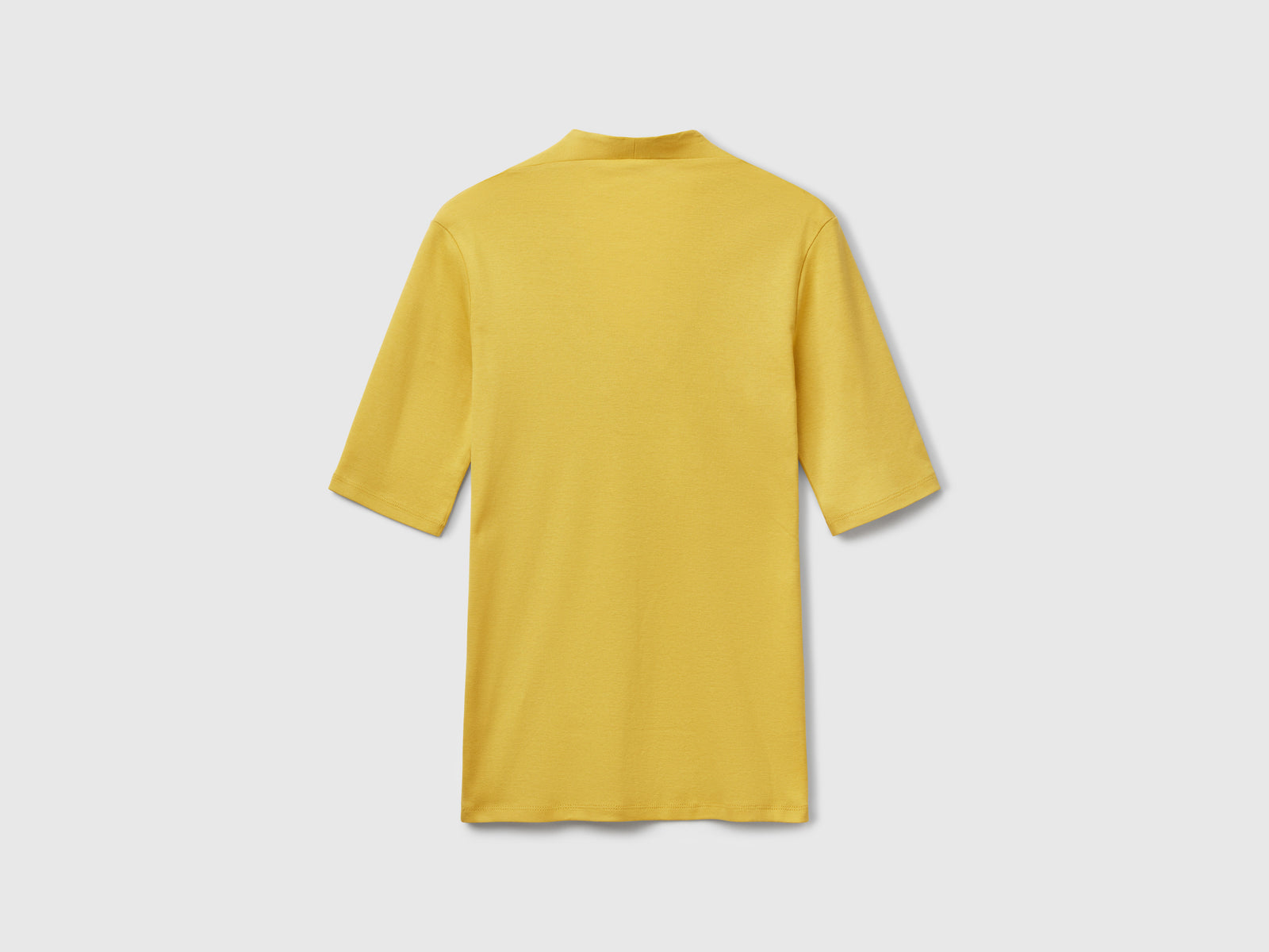 T-shirt slim fit in cotone a fibra lunga da donna senape 2 | Benetton Outlet