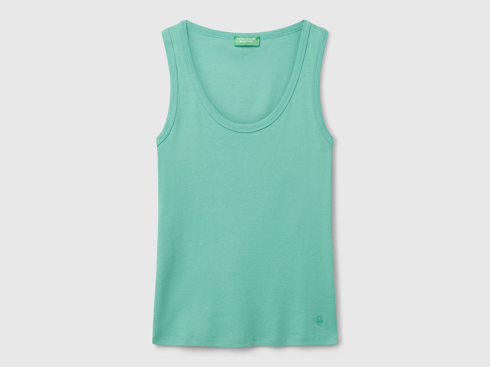 Canotta in puro cotone da donna verde acqua | Benetton Outlet