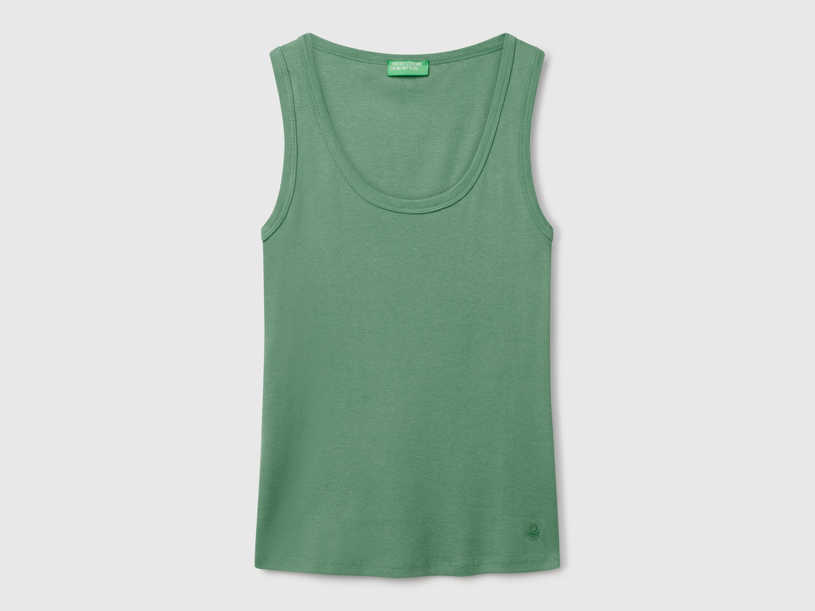 Canotta bosco in puro cotone da donna verde | Benetton Outlet