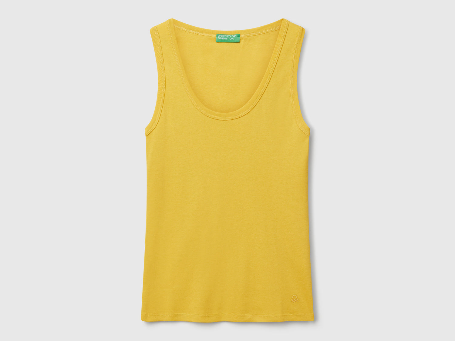 Pure cotton tank top da donna senape | Benetton Outlet