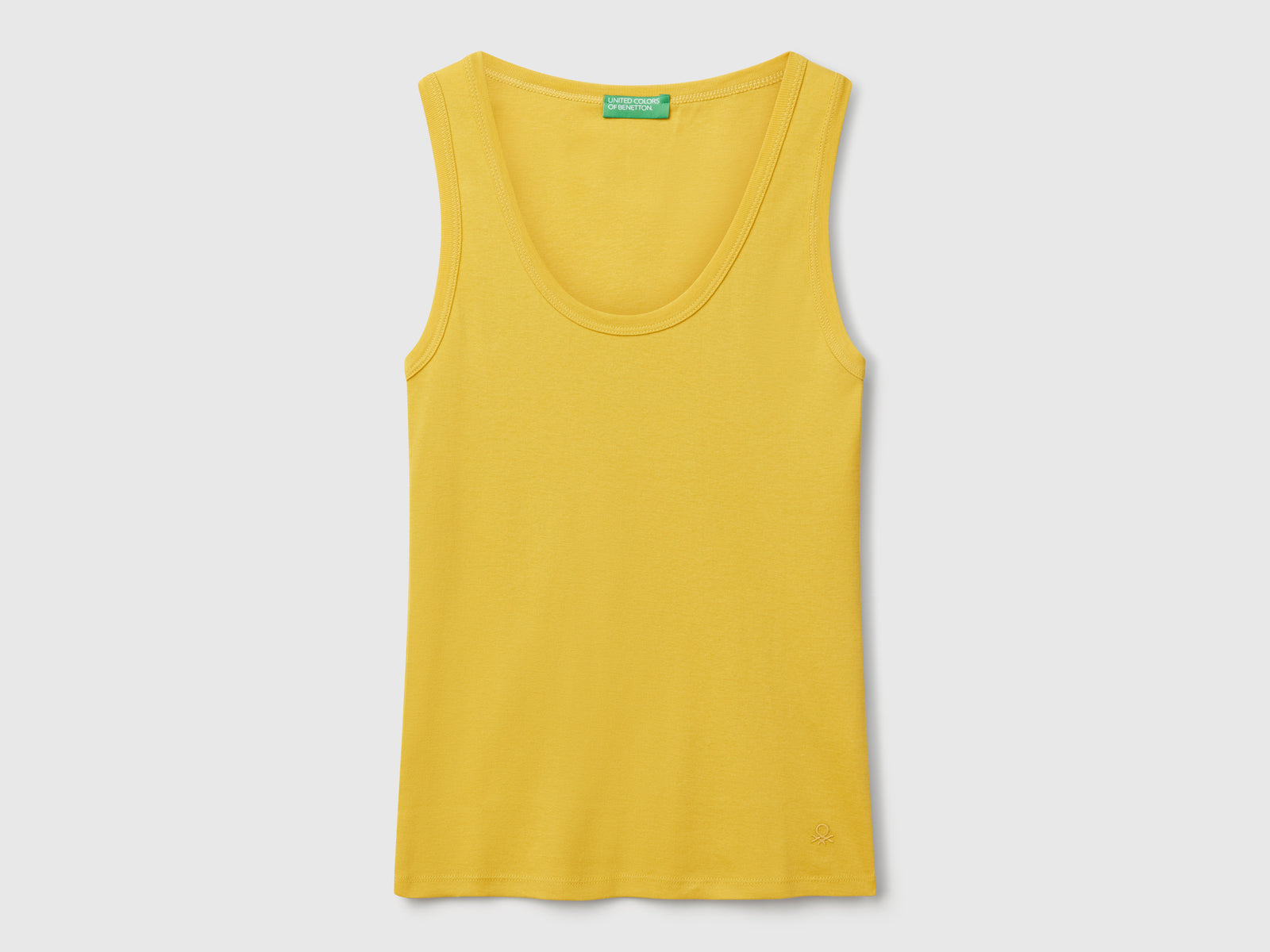Pure cotton tank top da donna senape | Benetton Outlet