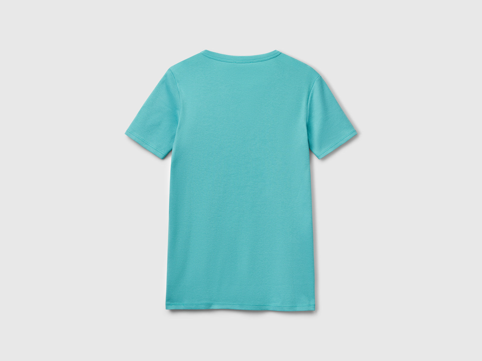 T-shirt in cotone a fibra lunga da donna verde acqua 2 | Benetton Outlet