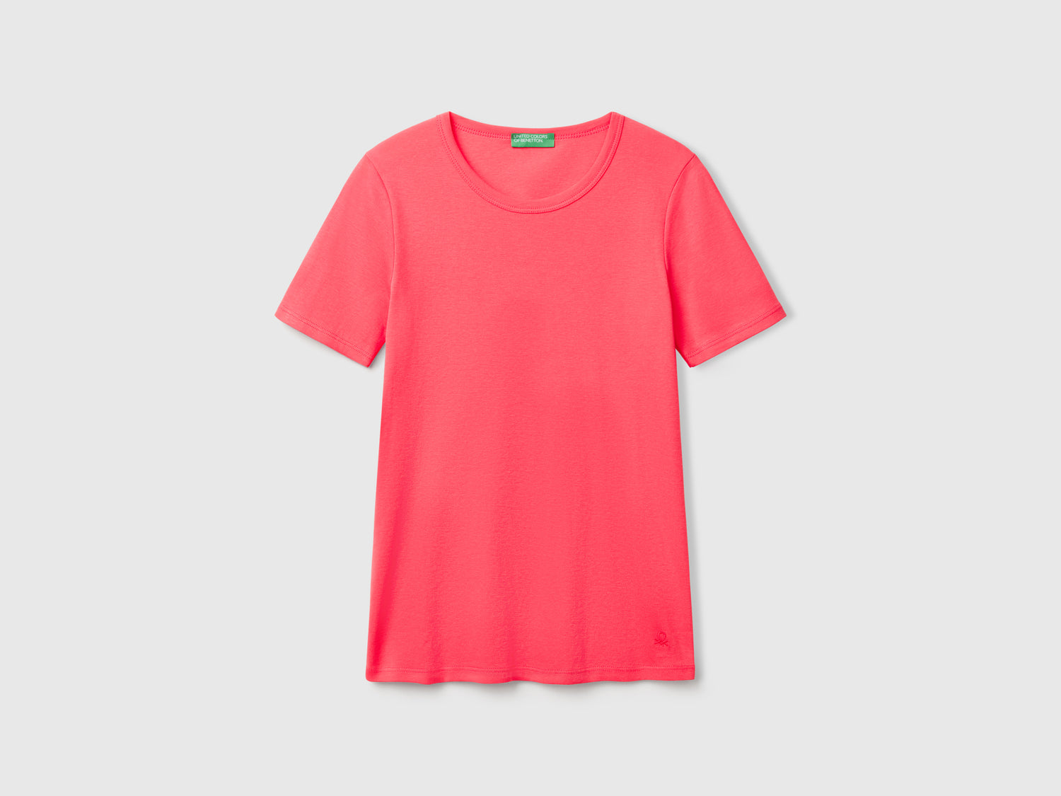 T-shirt in cotone a fibra lunga da donna fucsia | Benetton Outlet