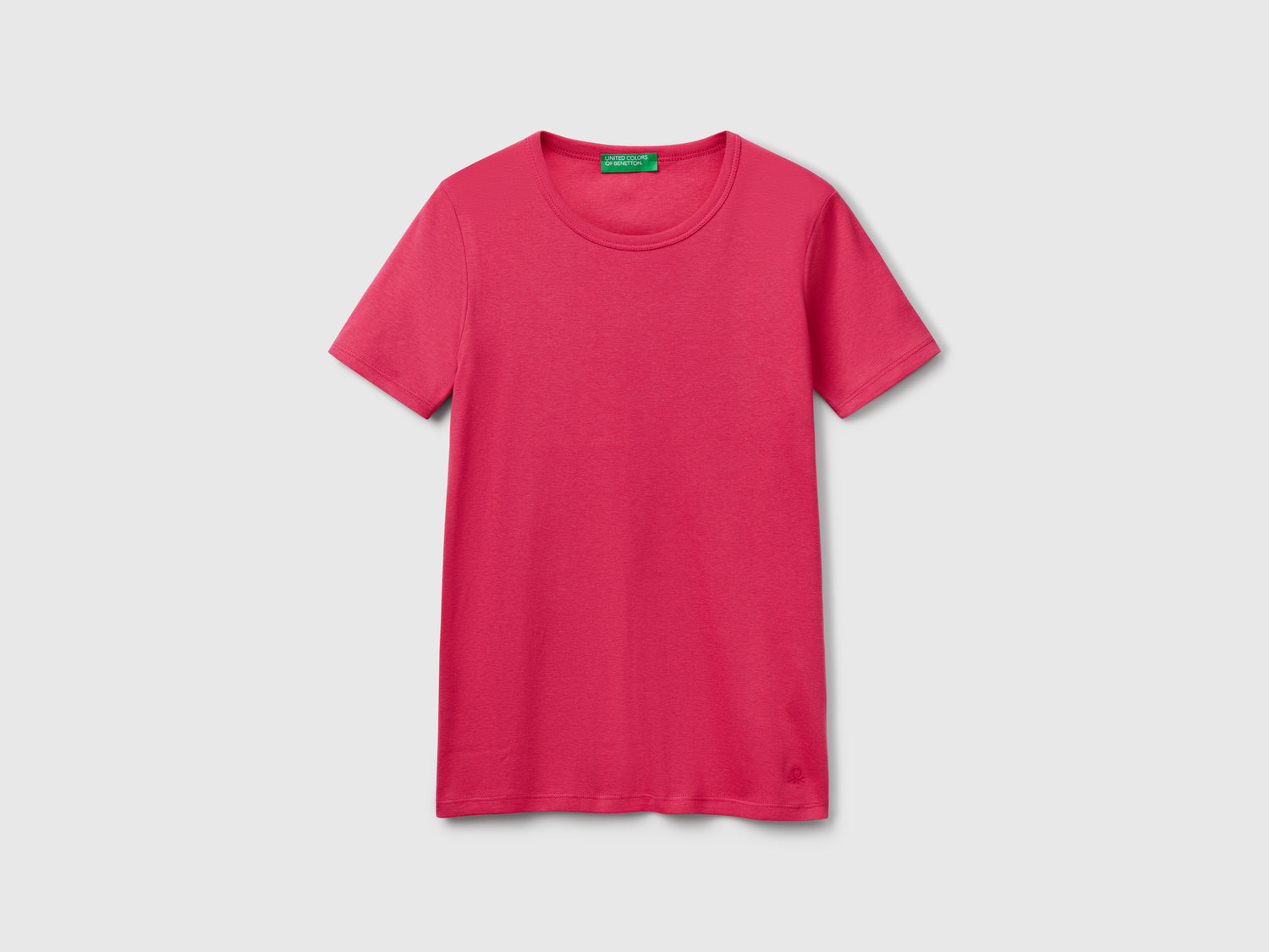 T-shirt in cotone a fibra lunga da donna fragola | Benetton Outlet