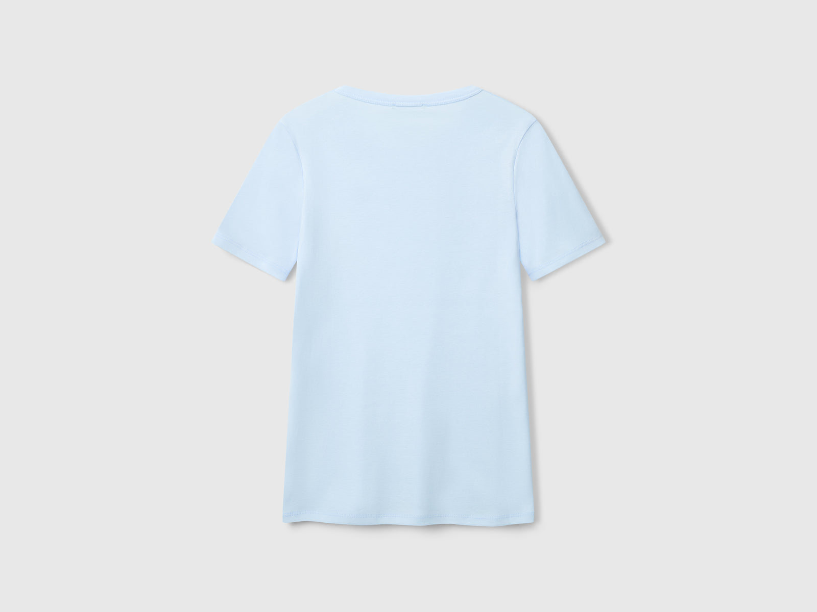 T-shirt in cotone a fibra lunga da donna celeste 2 | Benetton Outlet
