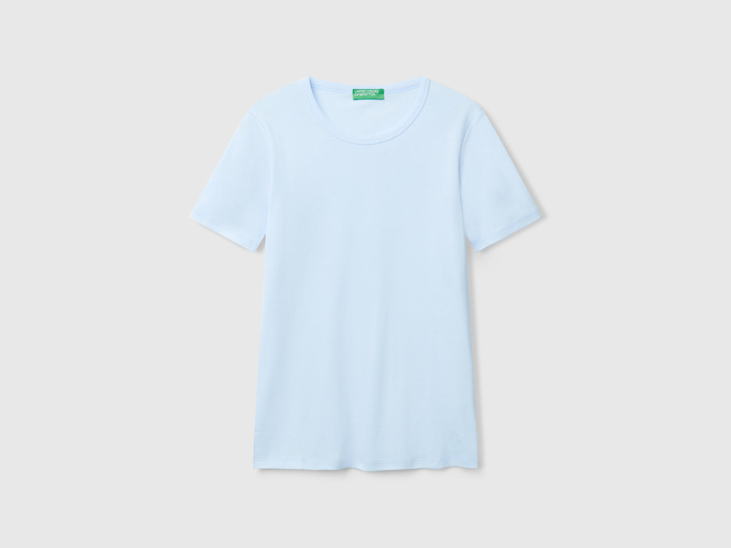 T-shirt in cotone a fibra lunga da donna celeste | Benetton Outlet