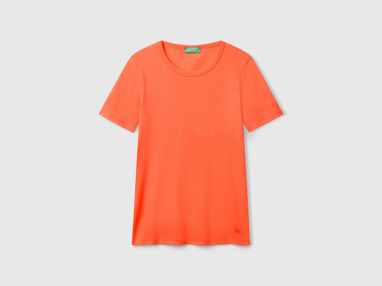 T-shirt in cotone a fibra lunga da donna arancione | Benetton Outlet