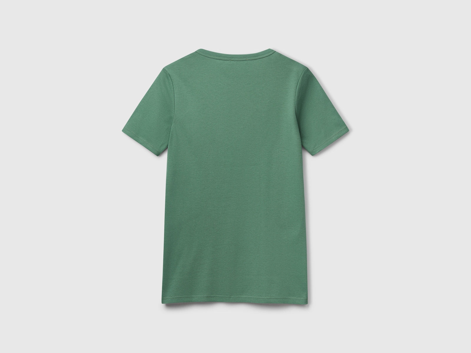 T-shirt in cotone a fibra lunga da donna verde scuro 2 | Benetton Outlet