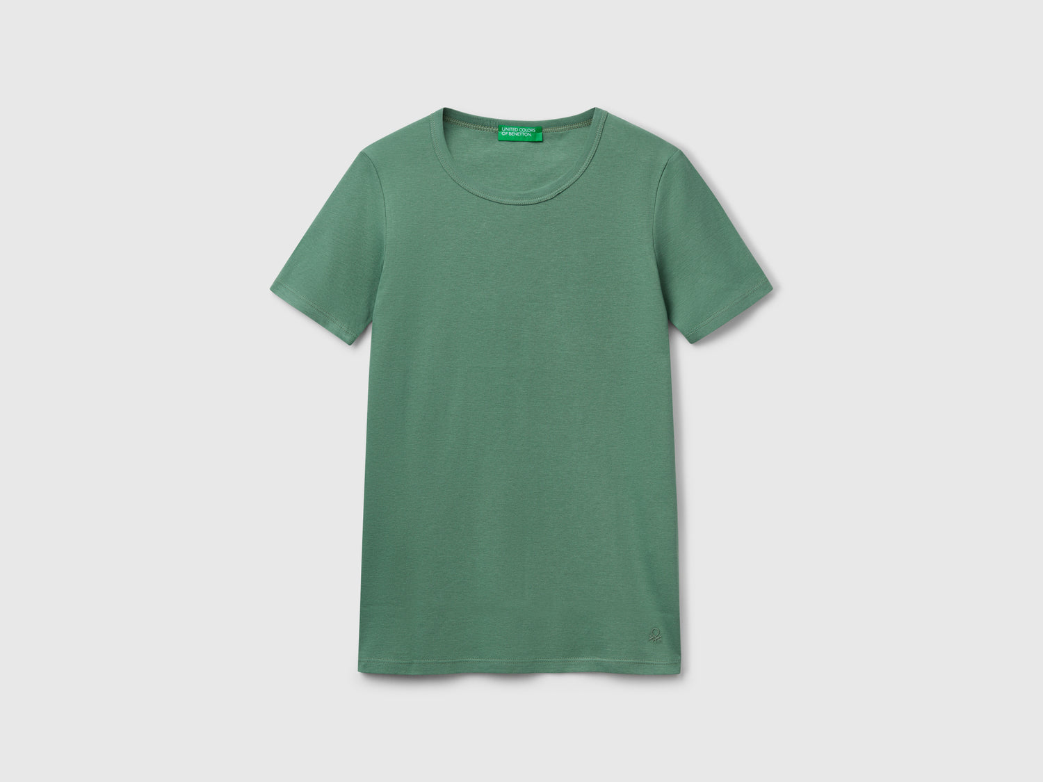 T-shirt in cotone a fibra lunga da donna verde scuro | Benetton Outlet