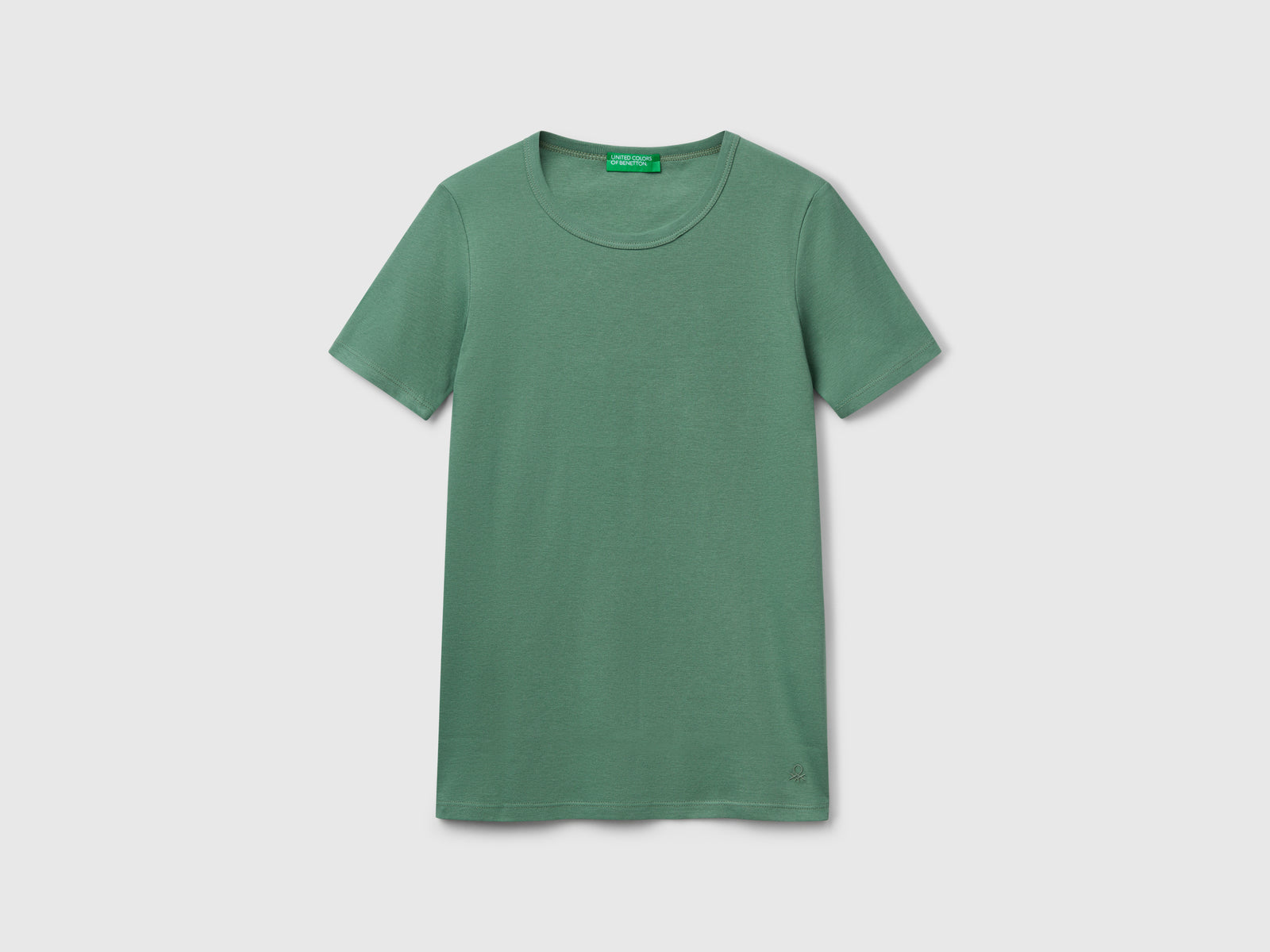 T-shirt in cotone a fibra lunga da donna verde scuro | Benetton Outlet