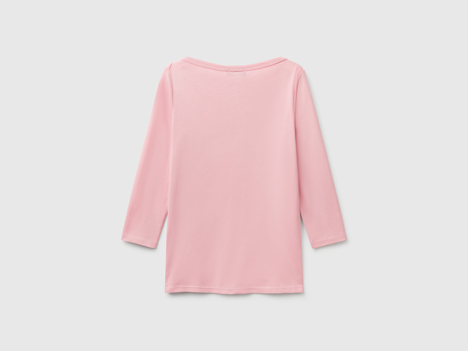 T-shirt con scollo a barchetta 100% cotone da donna rosa 2 | Benetton Outlet