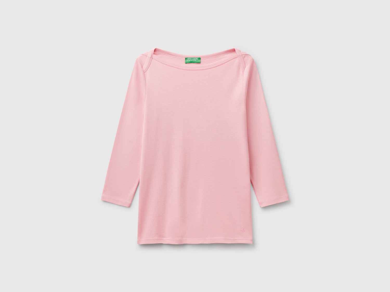 T-shirt con scollo a barchetta 100% cotone da donna rosa | Benetton Outlet