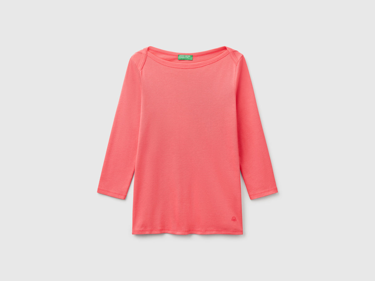 T-shirt con scollo a barchetta 100% cotone