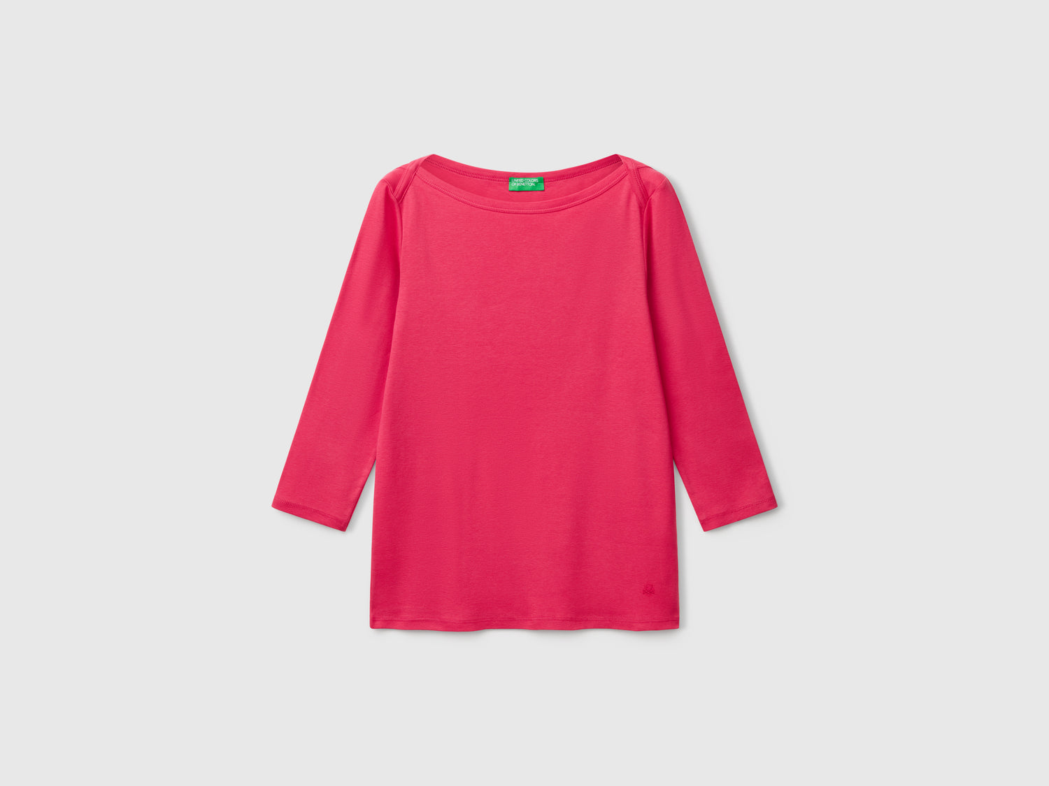 T-shirt con scollo a barchetta 100% cotone da donna fragola | Benetton Outlet